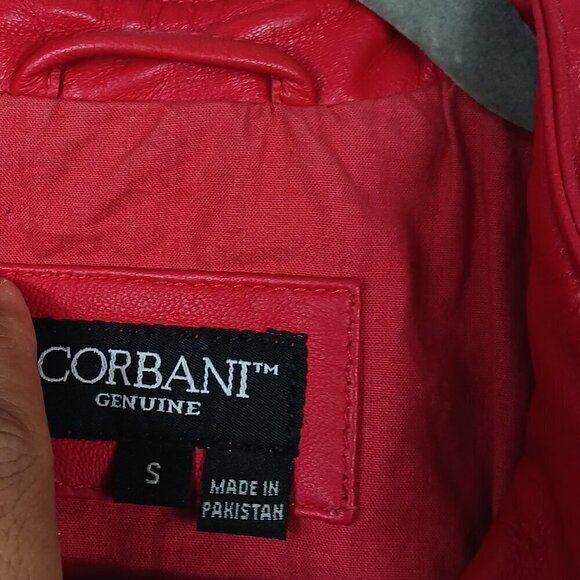 CORBANI Lambskin Moto Jacket Womens red size S genuine leather full zip - Picture 5 of 6